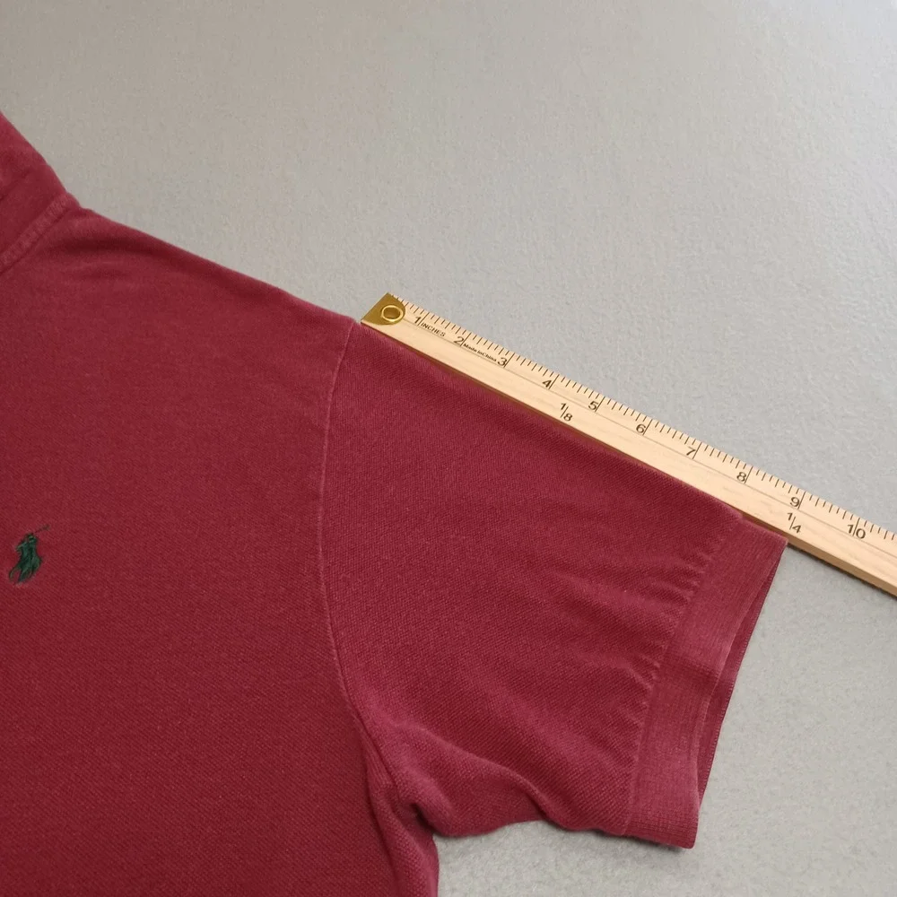 Polo Ralph Lauren Polo Shirt Mens L Burgundy Short Sleeve Pique Cotton Classic